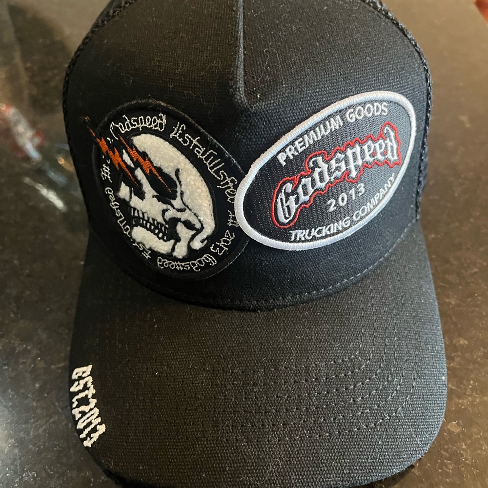 Black Godspeed Cap with Embroidered Patches